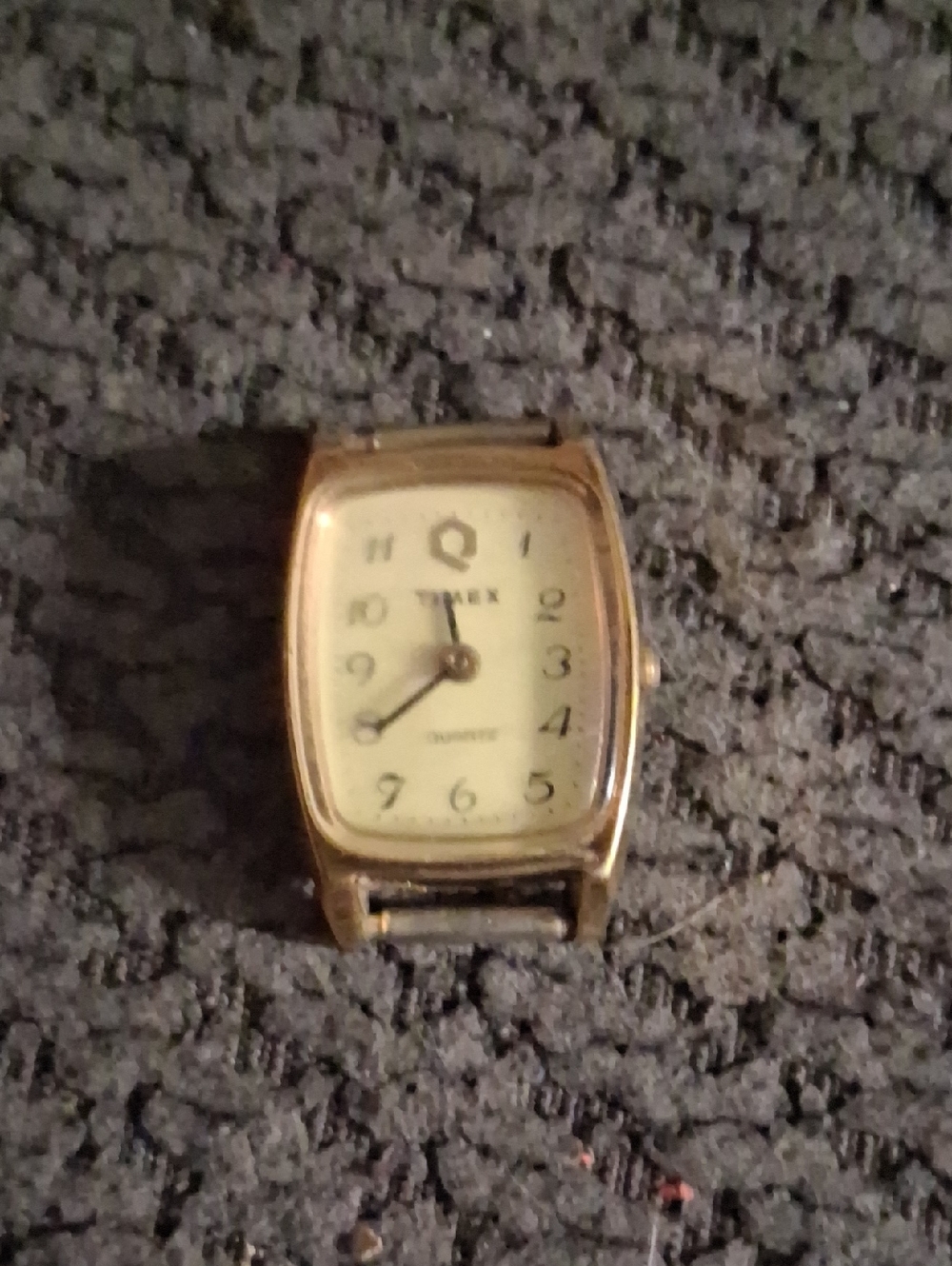 Vintage Timex Gold-Tone Rectangular Watch Head with Cream Dial